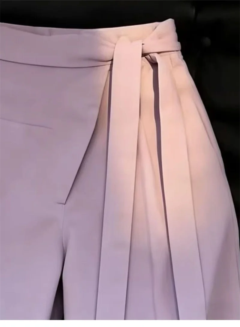 2027 Summer New Design Sense Suit Trousers Women High Quality Lace-up Wide-leg Pants Ladies Fashion Temperament High Waist Pants