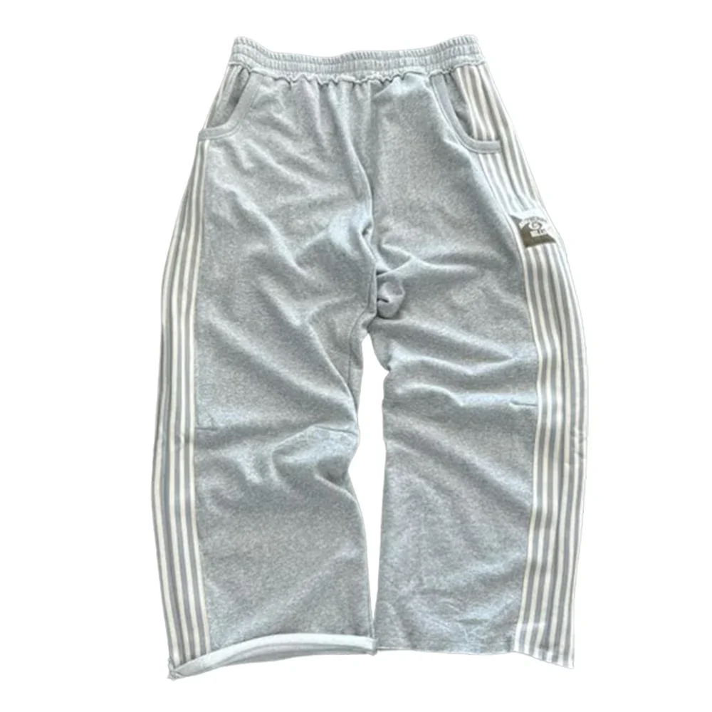 Streetwear Sweatpants Y2K Pants Harajuku Hip Hop Gothic Retro Stripe Baggy Casual Pants Men Women Elastic Waist Jogging Pants