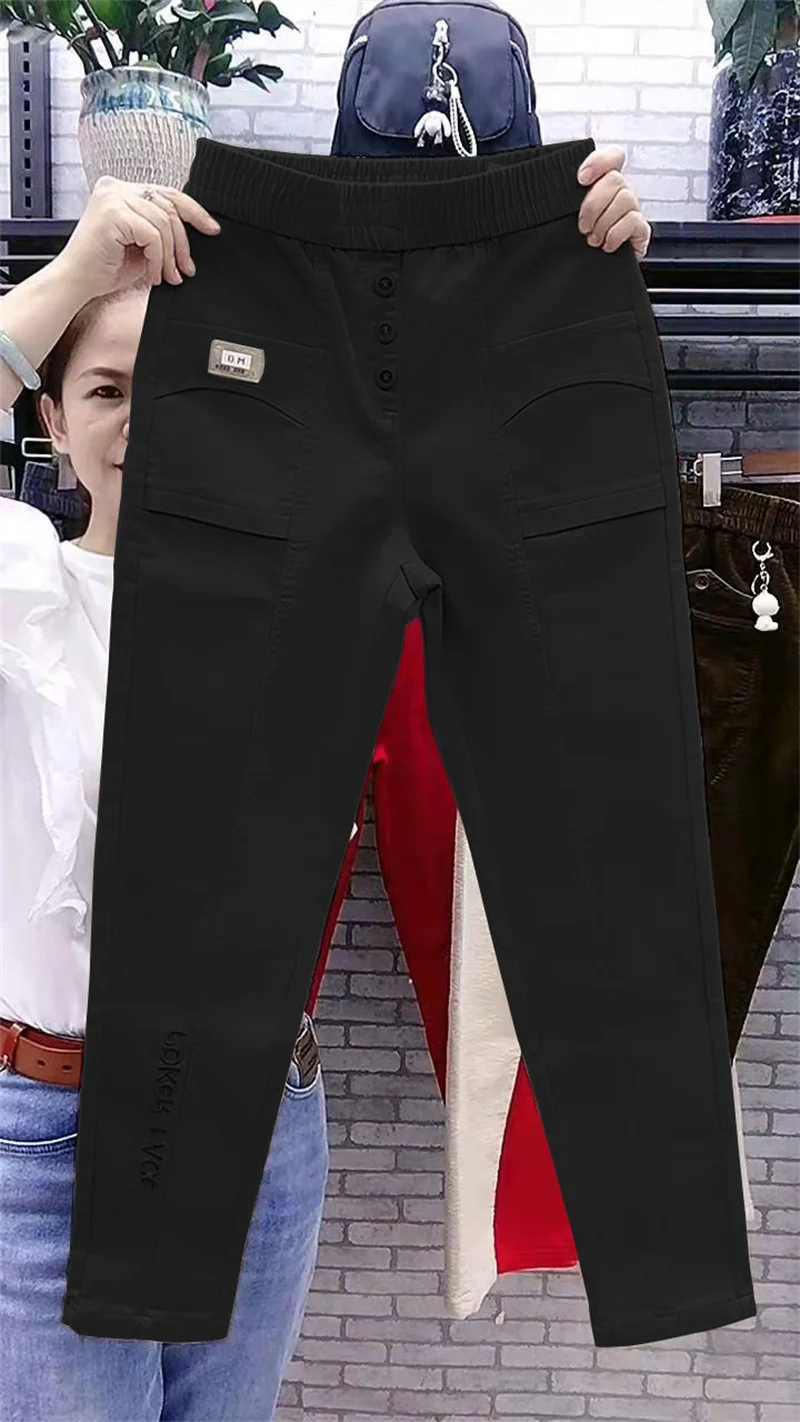 New 2026 Women pants Spring Summer High Waist Loose Wash Harun Pants Loose Trousers Slim Elastic waist Casual Pants Female