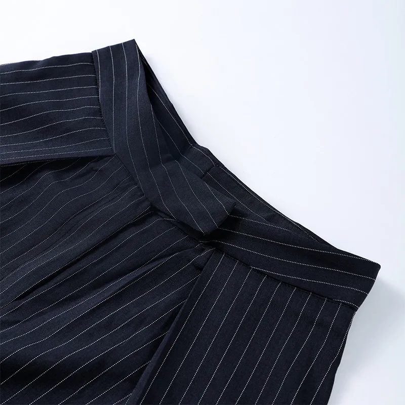Casual Striped Loose Pants Women High Waist Pleated Straight Long Wide Leg Trousers Female 2026 Autumn Fashion Lady Bottoms