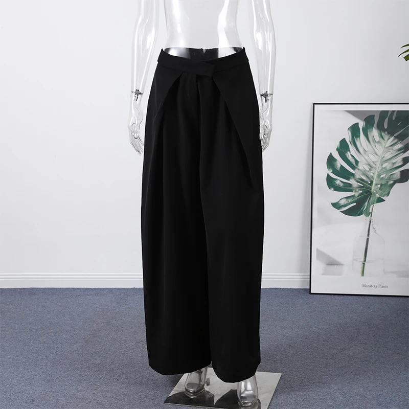 Casual Striped Loose Pants Women High Waist Pleated Straight Long Wide Leg Trousers Female 2026 Autumn Fashion Lady Bottoms
