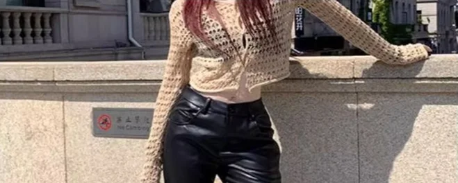 High Waist Woman Trousers Sexy Black PU Leather Flare Pants For Women Vintage Harajuku Elastic One Size Clothing Elegant Sale G