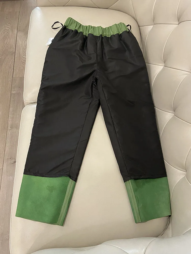 Genuine Leather Harem Pants Women's Real Sheepskin Trousers High Waist Women Pants 2026 New Elastic Waist Streetwear