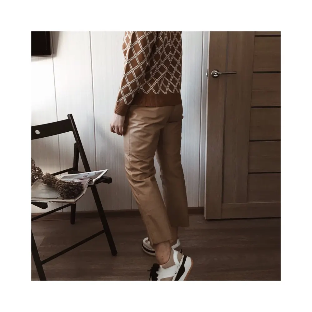 Genuine Leather Harem Pants Women's Real Sheepskin Trousers High Waist Women Pants 2026 New Elastic Waist Streetwear