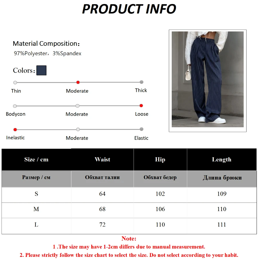 Bornladies Women's New Autumn Straight Leg Striped Western Trousers Wide Leg Loose Fashion Commuting Suit Pants