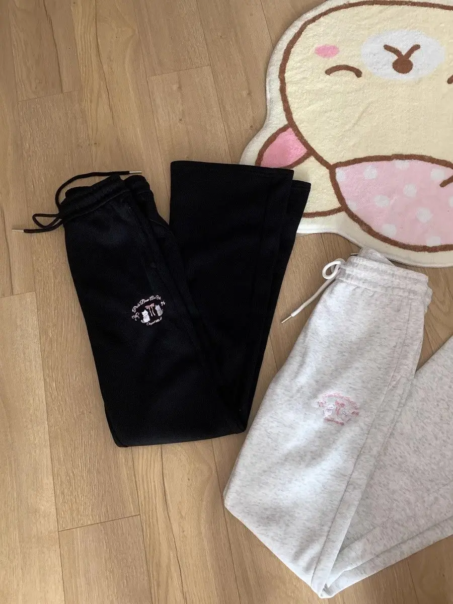 2024 Autumn Winter High Waist Slim Fit Flare Pants Japanese Original Bow Y2k Aesthetic Sweet Girl Sweatpants Pantalones De Mujer
