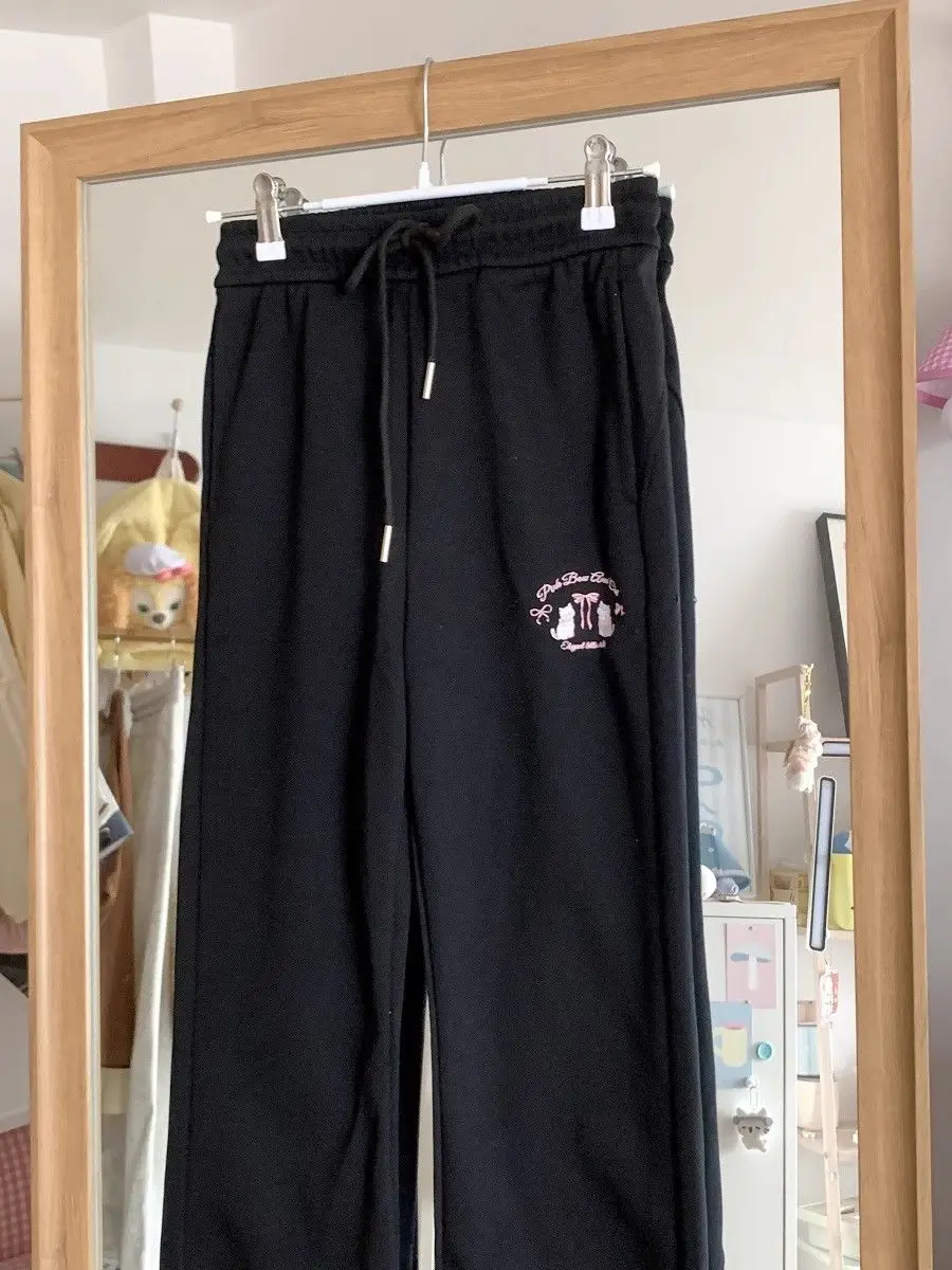 2024 Autumn Winter High Waist Slim Fit Flare Pants Japanese Original Bow Y2k Aesthetic Sweet Girl Sweatpants Pantalones De Mujer