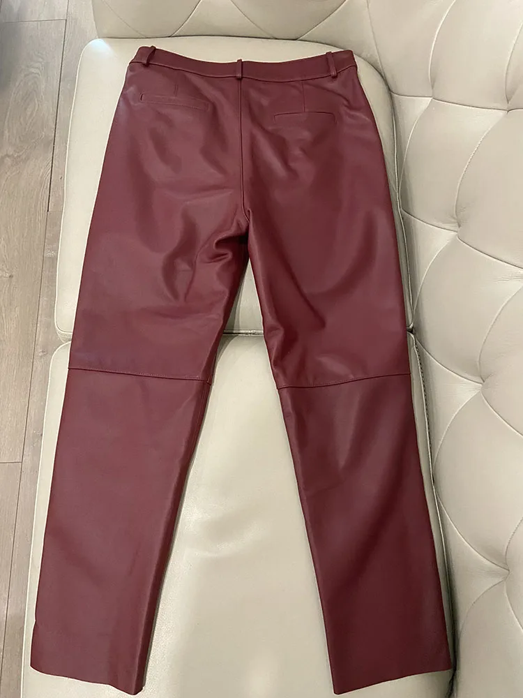 Cargo Pants Women 2026 New Korean Fashion Spring Autumn Genuine Leather Trousers Women Streetwear