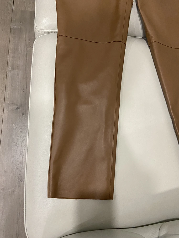Cargo Pants Women 2026 New Korean Fashion Spring Autumn Genuine Leather Trousers Women Streetwear