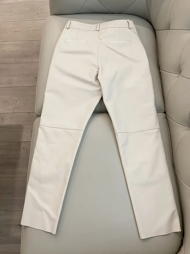 Cargo Pants Women 2026 New Korean Fashion Spring Autumn Genuine Leather Trousers Women Streetwear