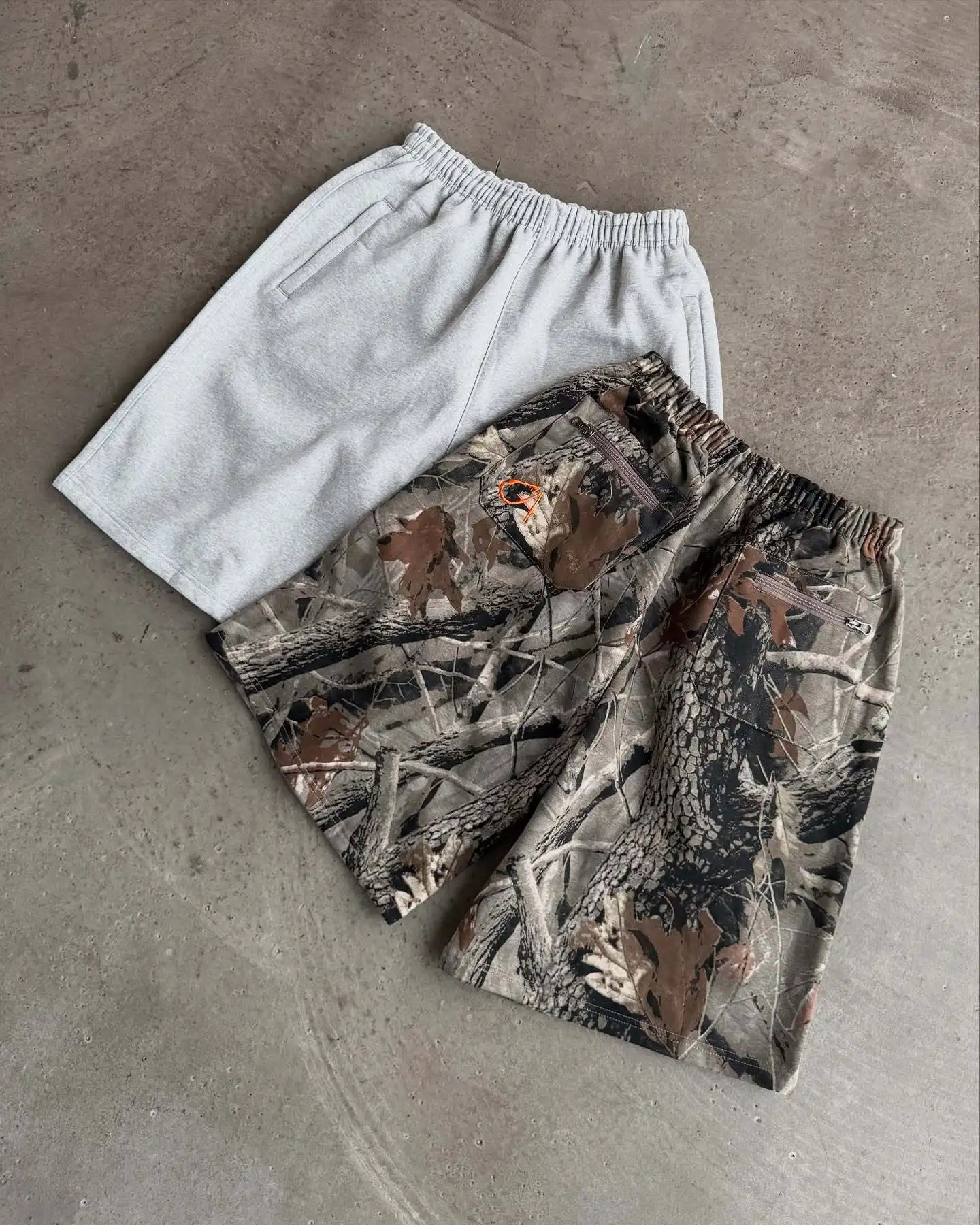 Stretch Letter Print Shorts Pocket Zipper Jogging American Retro Wide Leg Sweatpants Loose Hip Hop Streetwear Summer Sweatpants