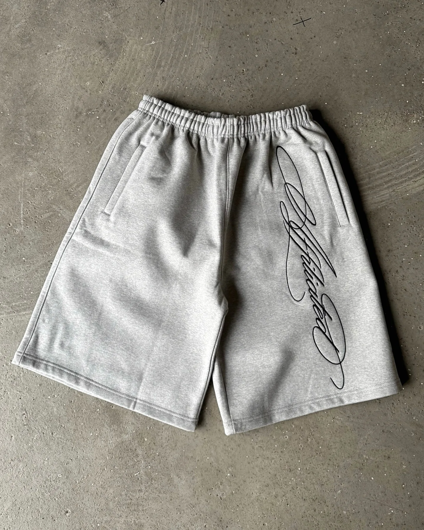 Stretch Letter Print Shorts Pocket Zipper Jogging American Retro Wide Leg Sweatpants Loose Hip Hop Streetwear Summer Sweatpants
