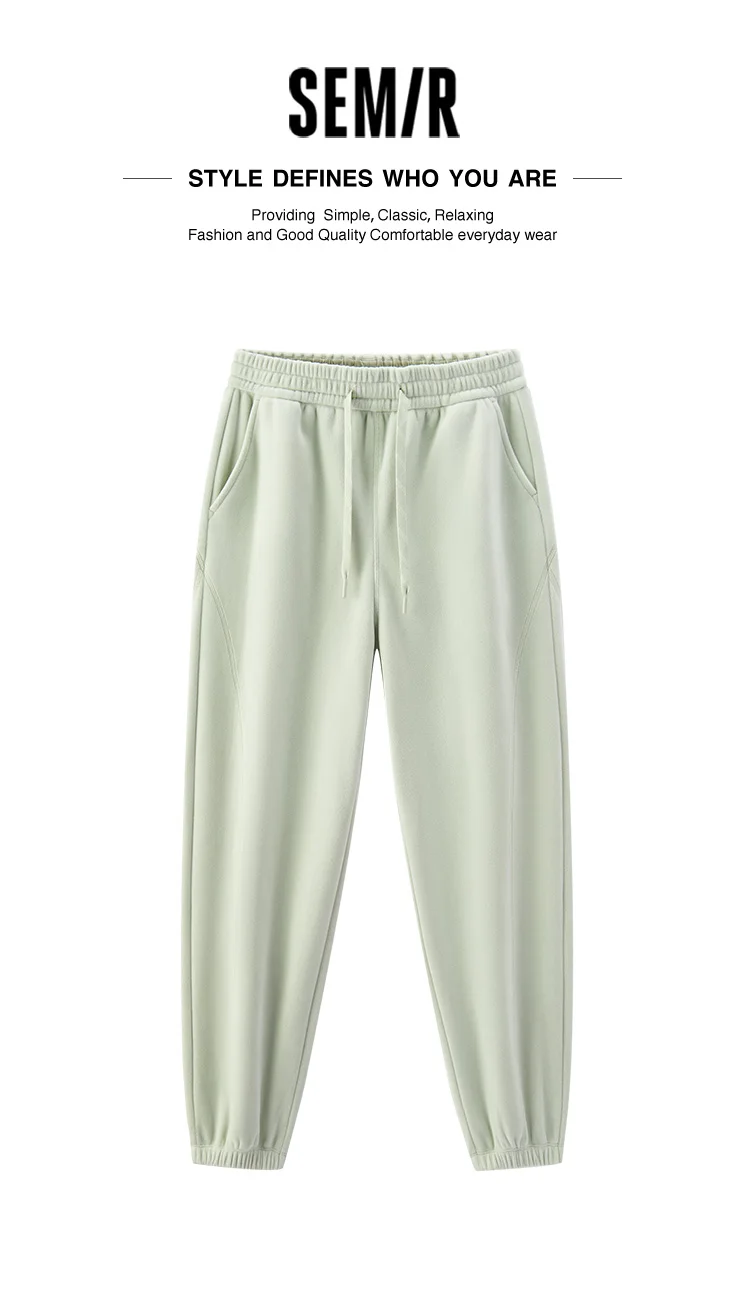 Semir Casual Pants Women Winter Fleece Anti-Static Loose Paneled Cuffed Long Pants 2025 New Sporty Sweatpants Women'S Wear