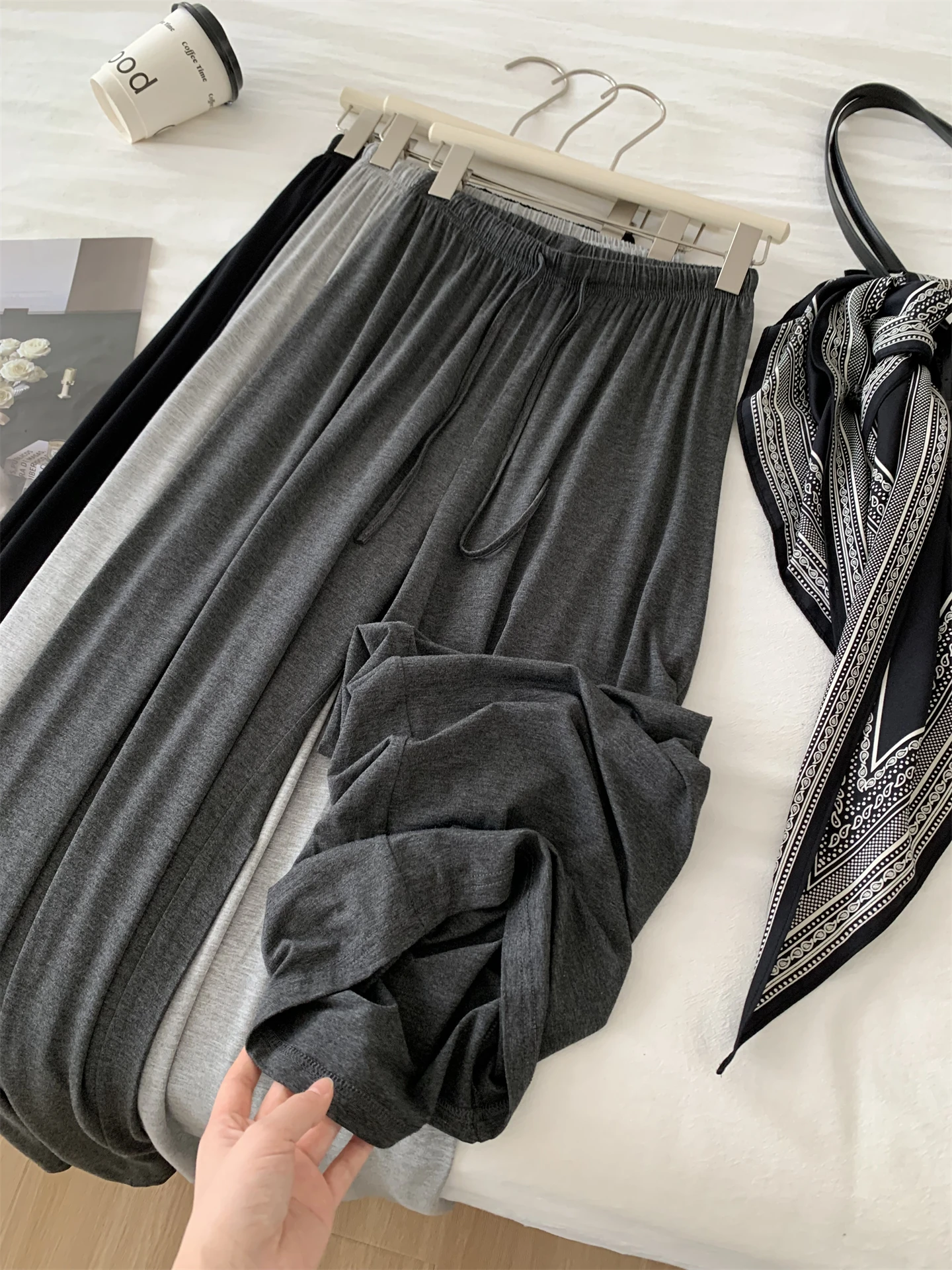 Drapey Straight-leg Pant For Women, Slimming High-waisted Wide-leg Casual Pants, Summer Floor-length Walking Pants