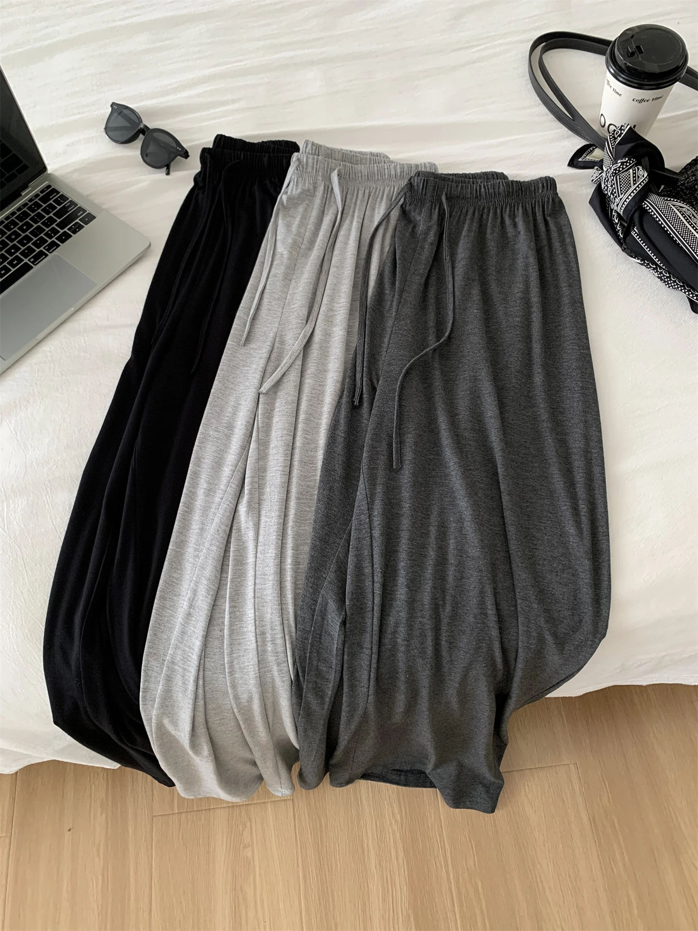Drapey Straight-leg Pant For Women, Slimming High-waisted Wide-leg Casual Pants, Summer Floor-length Walking Pants