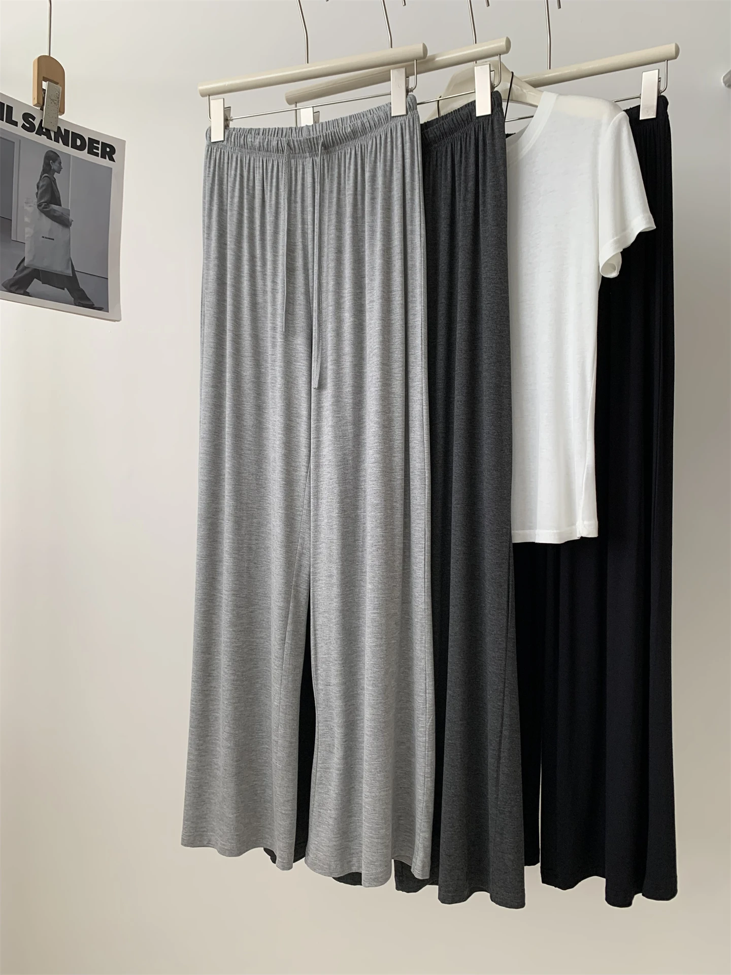 Drapey Straight-leg Pant For Women, Slimming High-waisted Wide-leg Casual Pants, Summer Floor-length Walking Pants