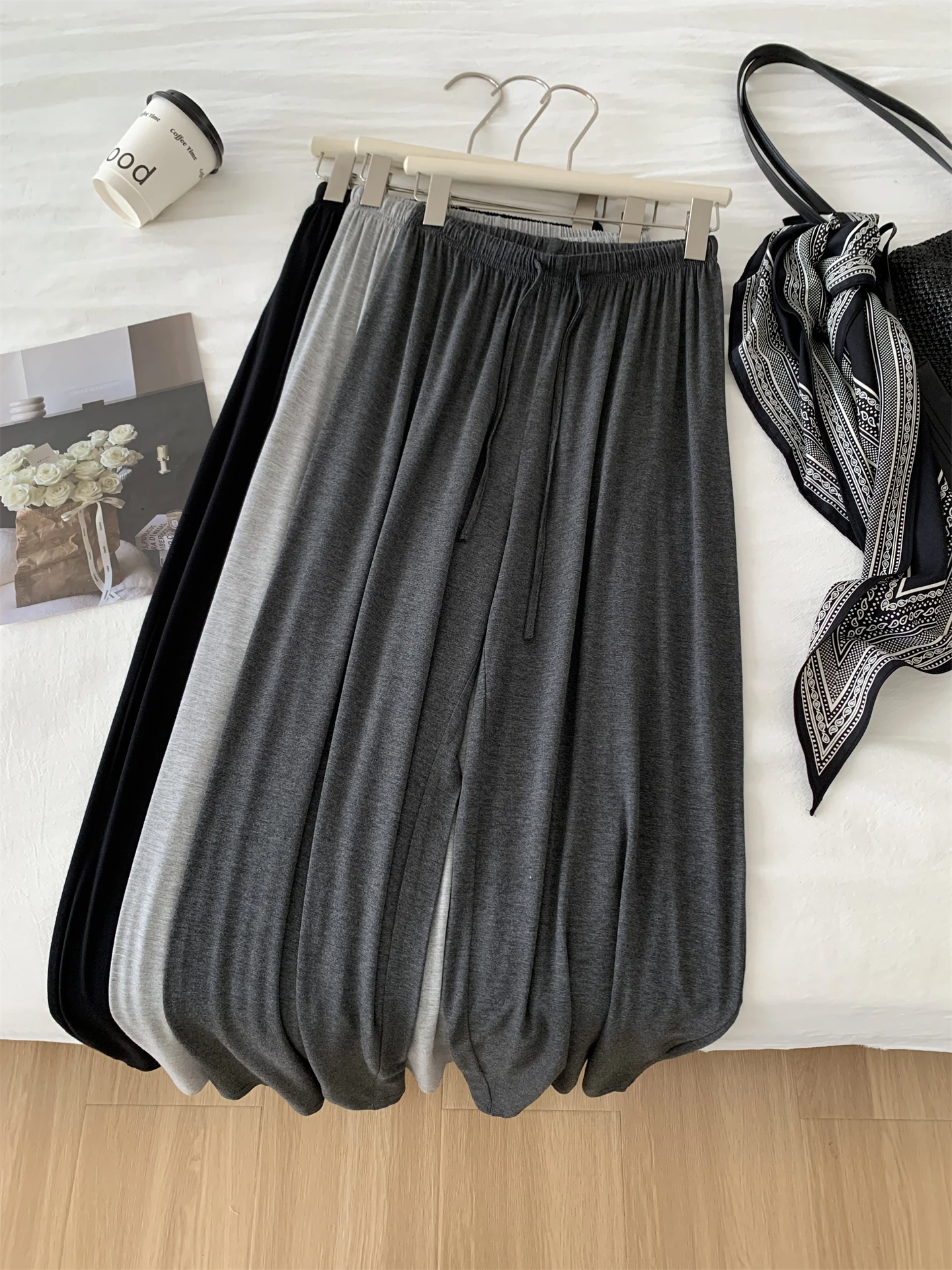 Drapey Straight-leg Pant For Women, Slimming High-waisted Wide-leg Casual Pants, Summer Floor-length Walking Pants