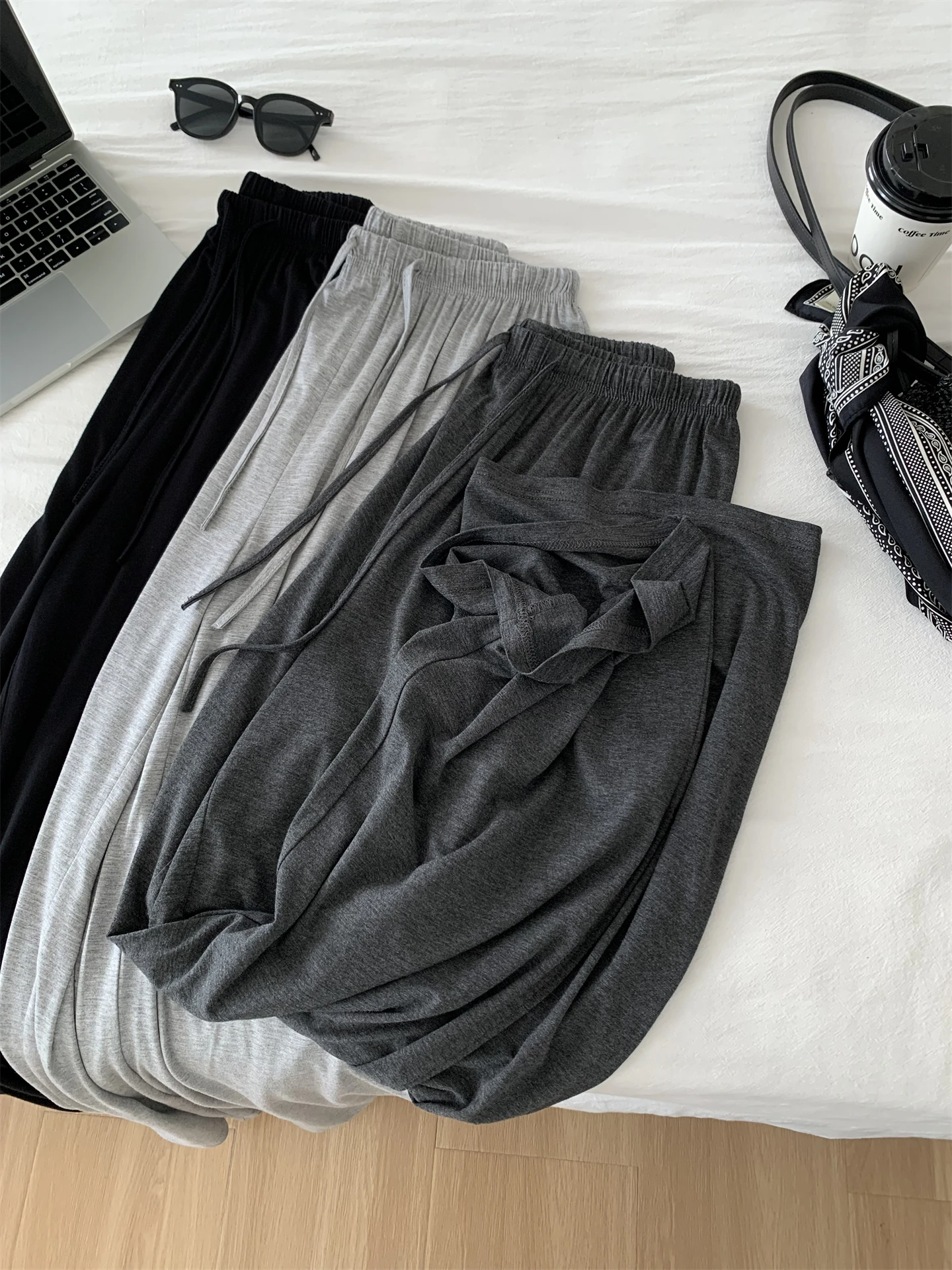 Drapey Straight-leg Pant For Women, Slimming High-waisted Wide-leg Casual Pants, Summer Floor-length Walking Pants