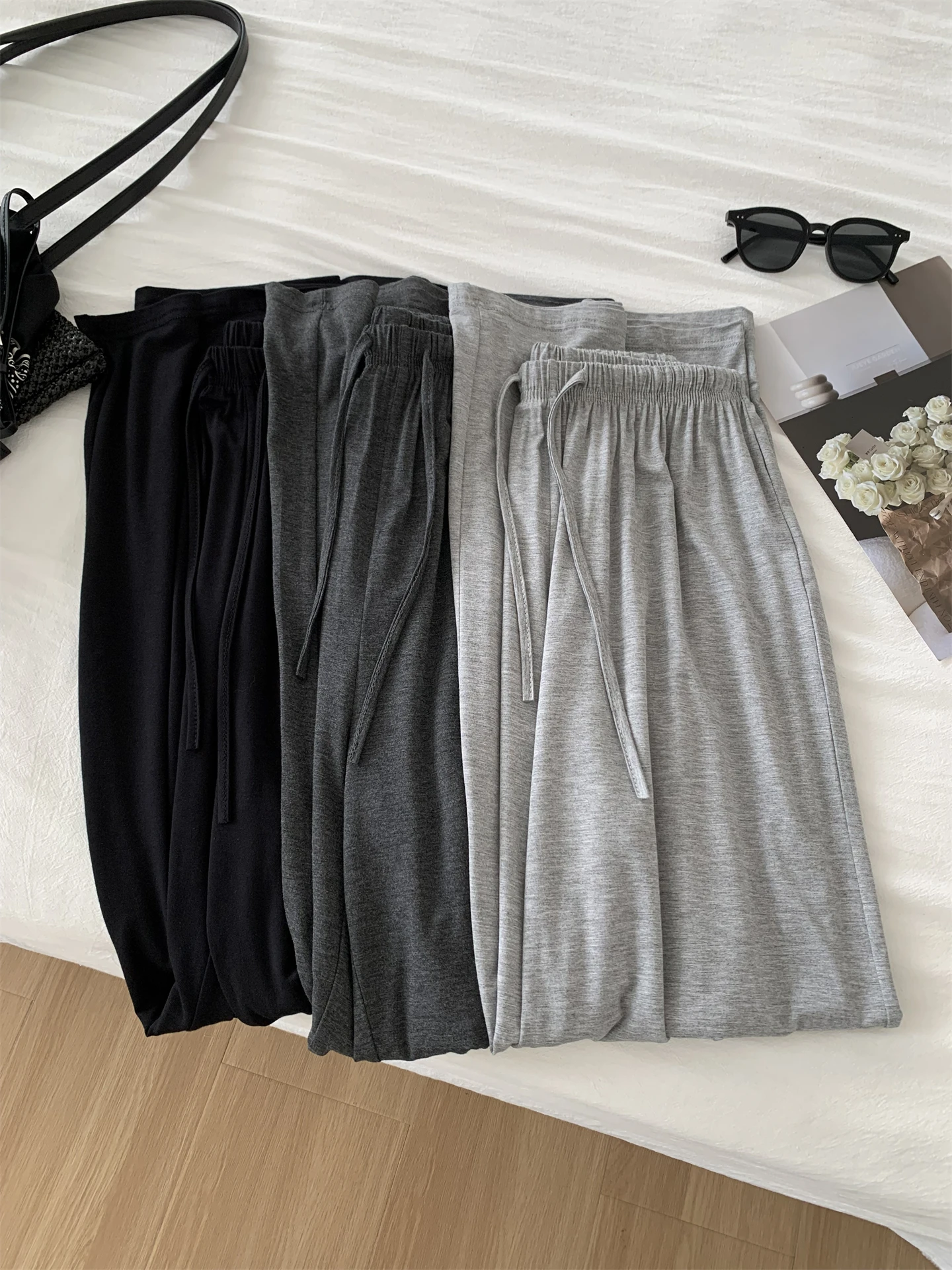 Drapey Straight-leg Pant For Women, Slimming High-waisted Wide-leg Casual Pants, Summer Floor-length Walking Pants