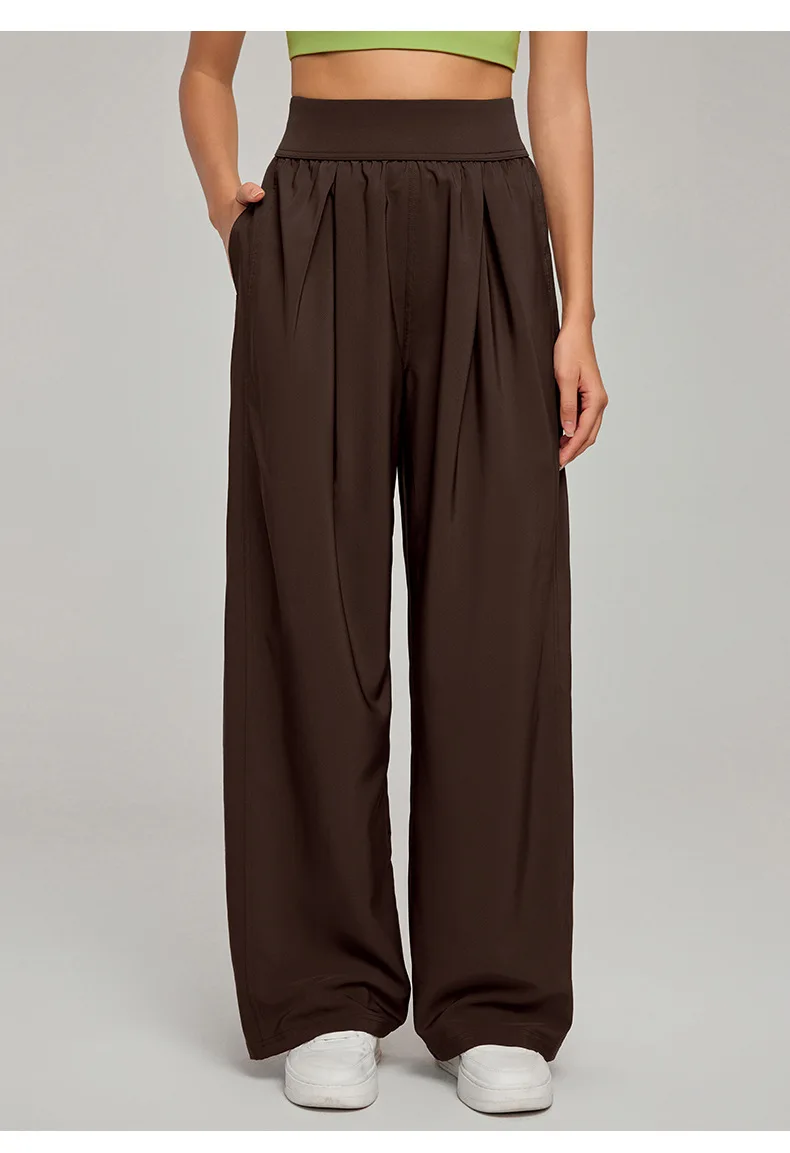 High Waist Wide Leg Yoga Pants for Women Straight Loose Casual Trousers Breathable Lightweight Sports Pants for Spring Summer