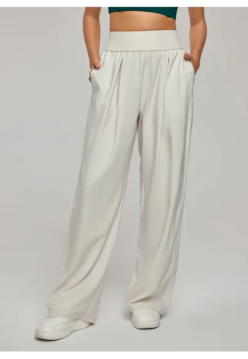 High Waist Wide Leg Yoga Pants for Women Straight Loose Casual Trousers Breathable Lightweight Sports Pants for Spring Summer