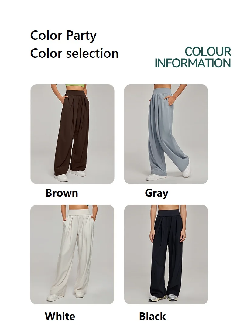 High Waist Wide Leg Yoga Pants for Women Straight Loose Casual Trousers Breathable Lightweight Sports Pants for Spring Summer