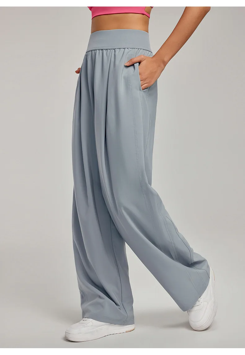 High Waist Wide Leg Yoga Pants for Women Straight Loose Casual Trousers Breathable Lightweight Sports Pants for Spring Summer