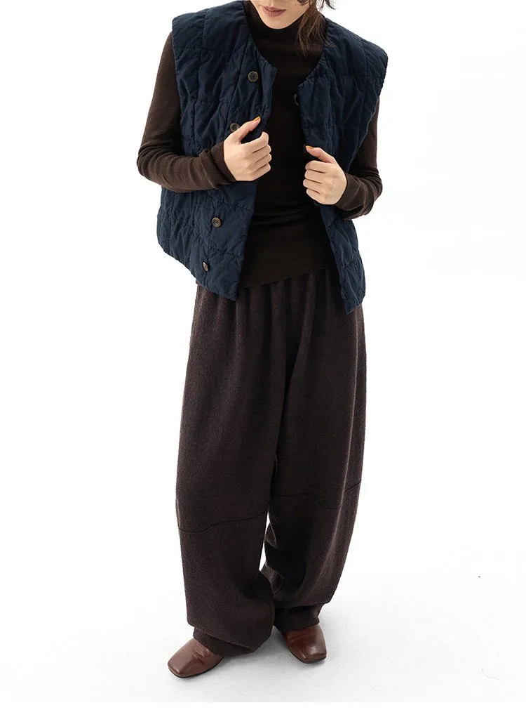 Women's Knitted Wool Pants, Elastic Waist Casual Wide-Leg Pants, Autumn and Winter Style 2026