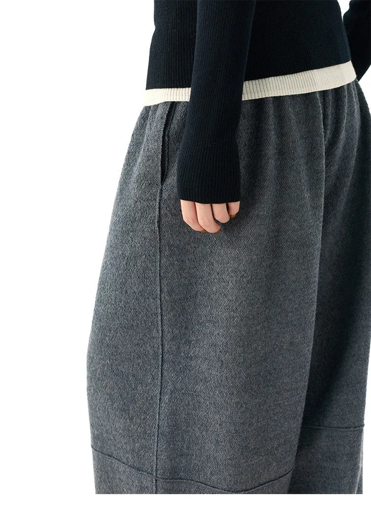 Women's Knitted Wool Pants, Elastic Waist Casual Wide-Leg Pants, Autumn and Winter Style 2026