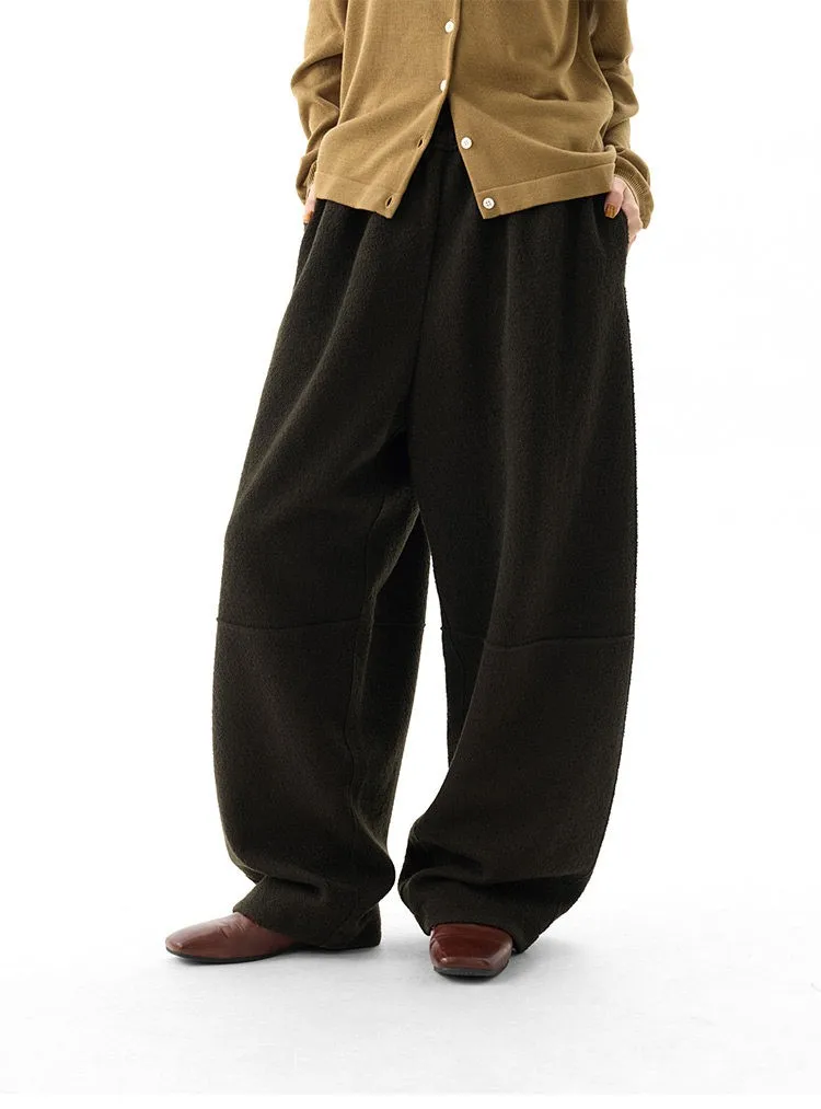 Women's Knitted Wool Pants, Elastic Waist Casual Wide-Leg Pants, Autumn and Winter Style 2026