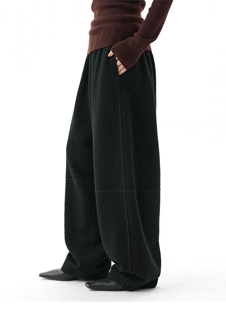 Women's Knitted Wool Pants, Elastic Waist Casual Wide-Leg Pants, Autumn and Winter Style 2026