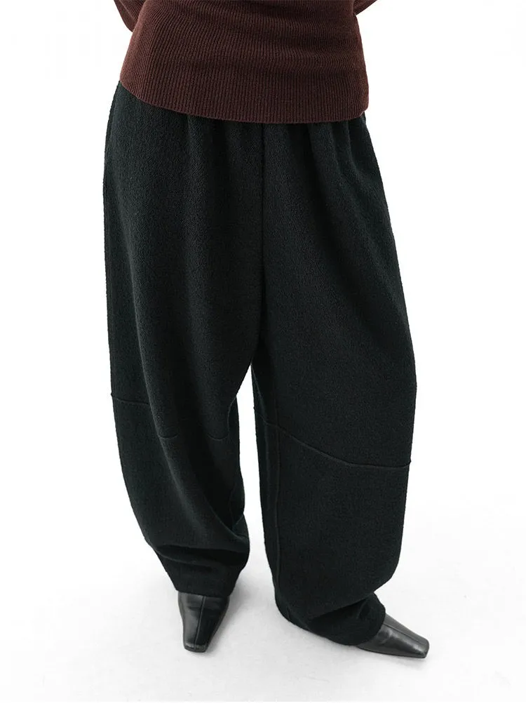 Women's Knitted Wool Pants, Elastic Waist Casual Wide-Leg Pants, Autumn and Winter Style 2026