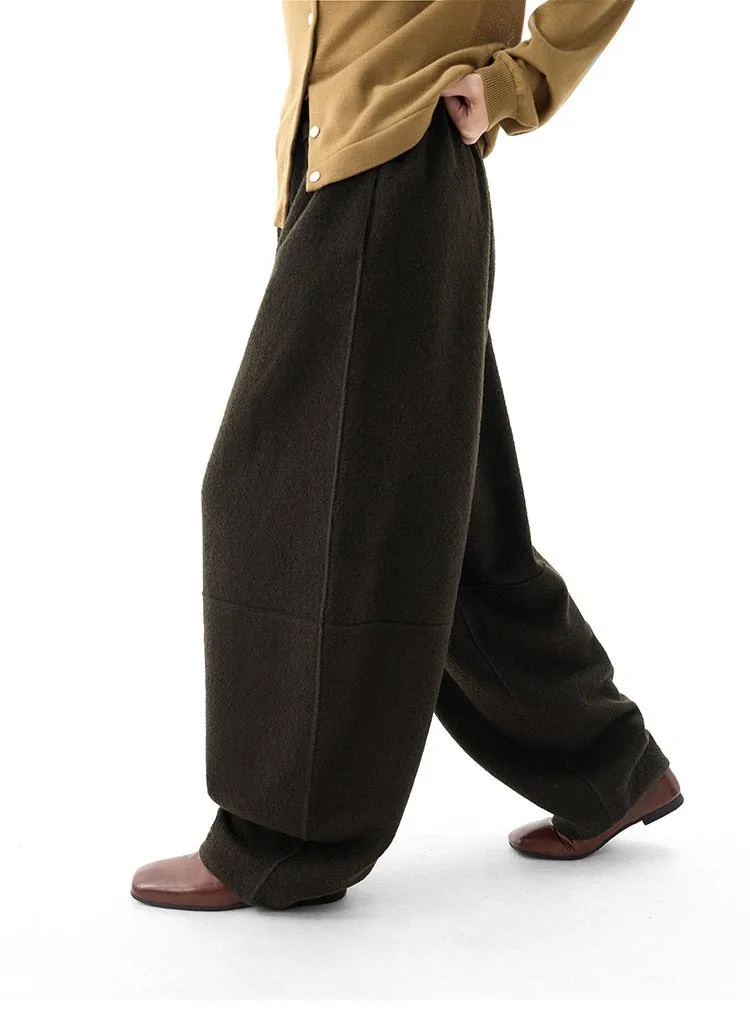 Women's Knitted Wool Pants, Elastic Waist Casual Wide-Leg Pants, Autumn and Winter Style 2026