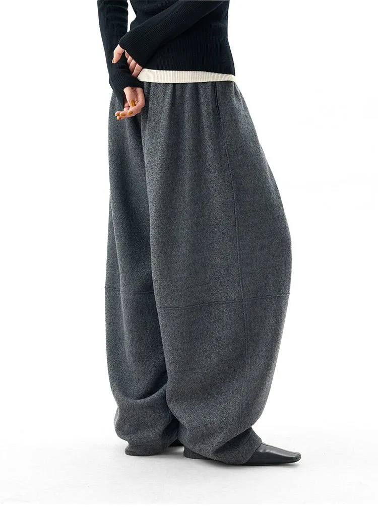 Women's Knitted Wool Pants, Elastic Waist Casual Wide-Leg Pants, Autumn and Winter Style 2026