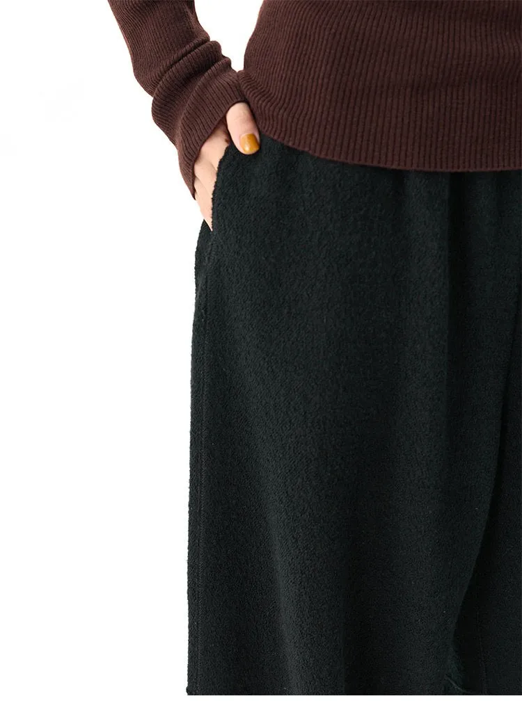 Women's Knitted Wool Pants, Elastic Waist Casual Wide-Leg Pants, Autumn and Winter Style 2026
