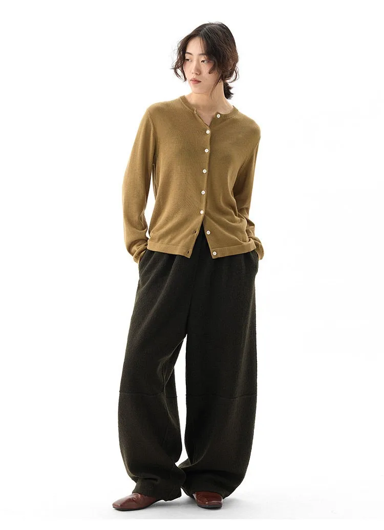 Women's Knitted Wool Pants, Elastic Waist Casual Wide-Leg Pants, Autumn and Winter Style 2026