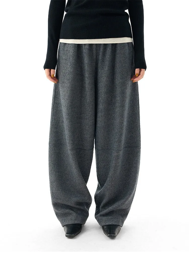 Women's Knitted Wool Pants, Elastic Waist Casual Wide-Leg Pants, Autumn and Winter Style 2026