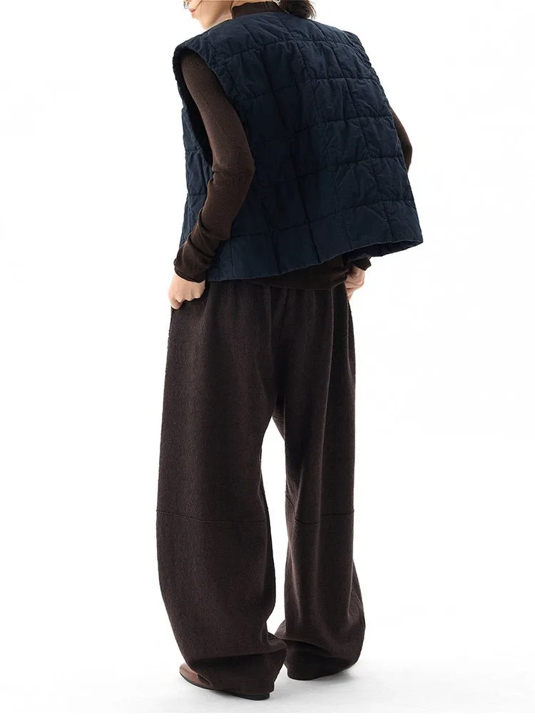 Women's Knitted Wool Pants, Elastic Waist Casual Wide-Leg Pants, Autumn and Winter Style 2026