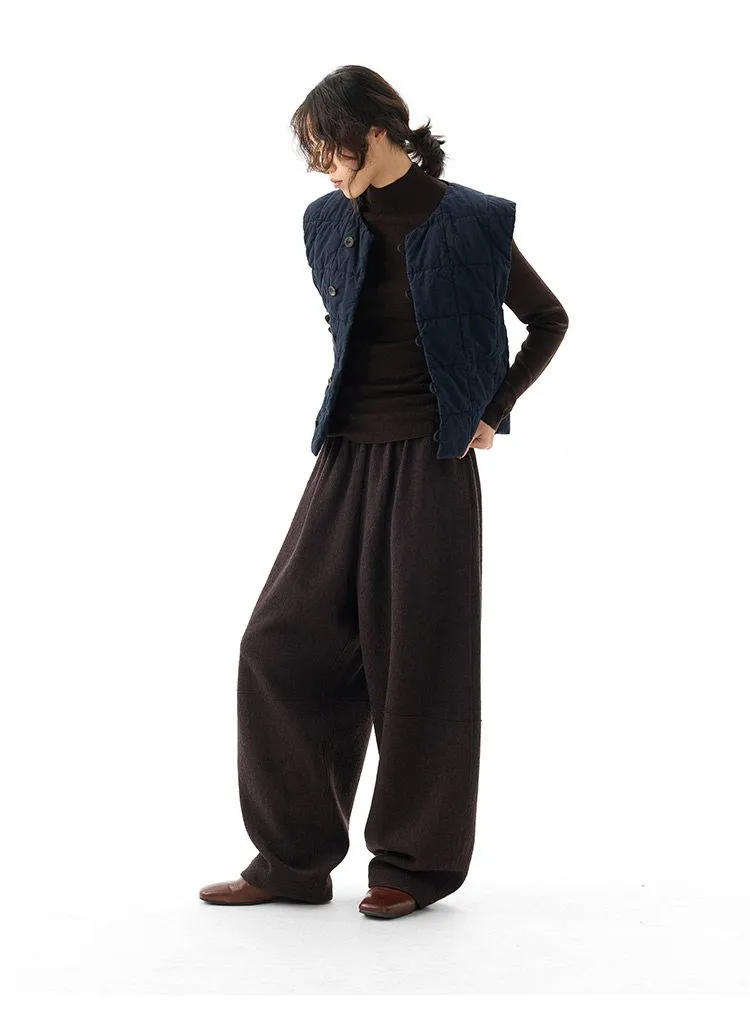 Women's Knitted Wool Pants, Elastic Waist Casual Wide-Leg Pants, Autumn and Winter Style 2026