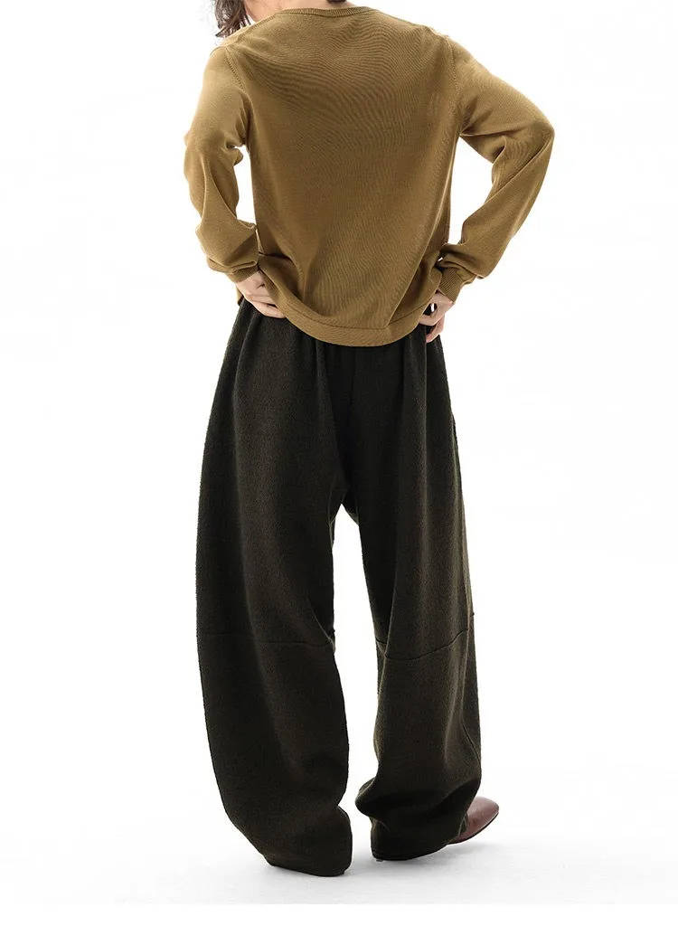 Women's Knitted Wool Pants, Elastic Waist Casual Wide-Leg Pants, Autumn and Winter Style 2026