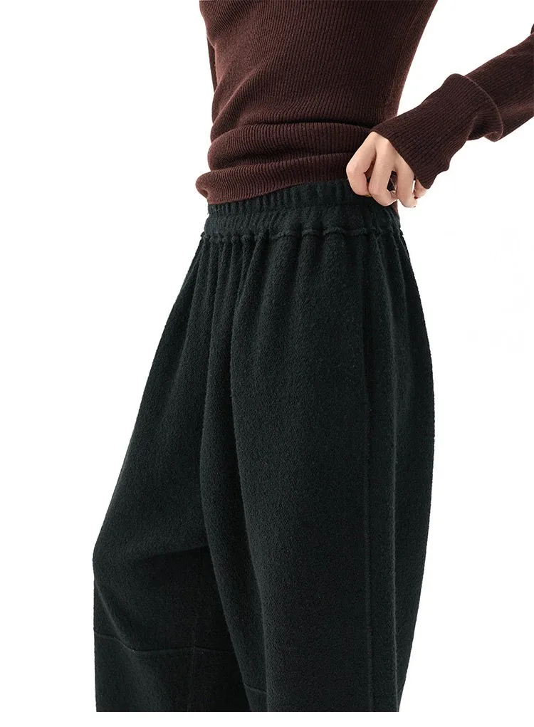 Women's Knitted Wool Pants, Elastic Waist Casual Wide-Leg Pants, Autumn and Winter Style 2026