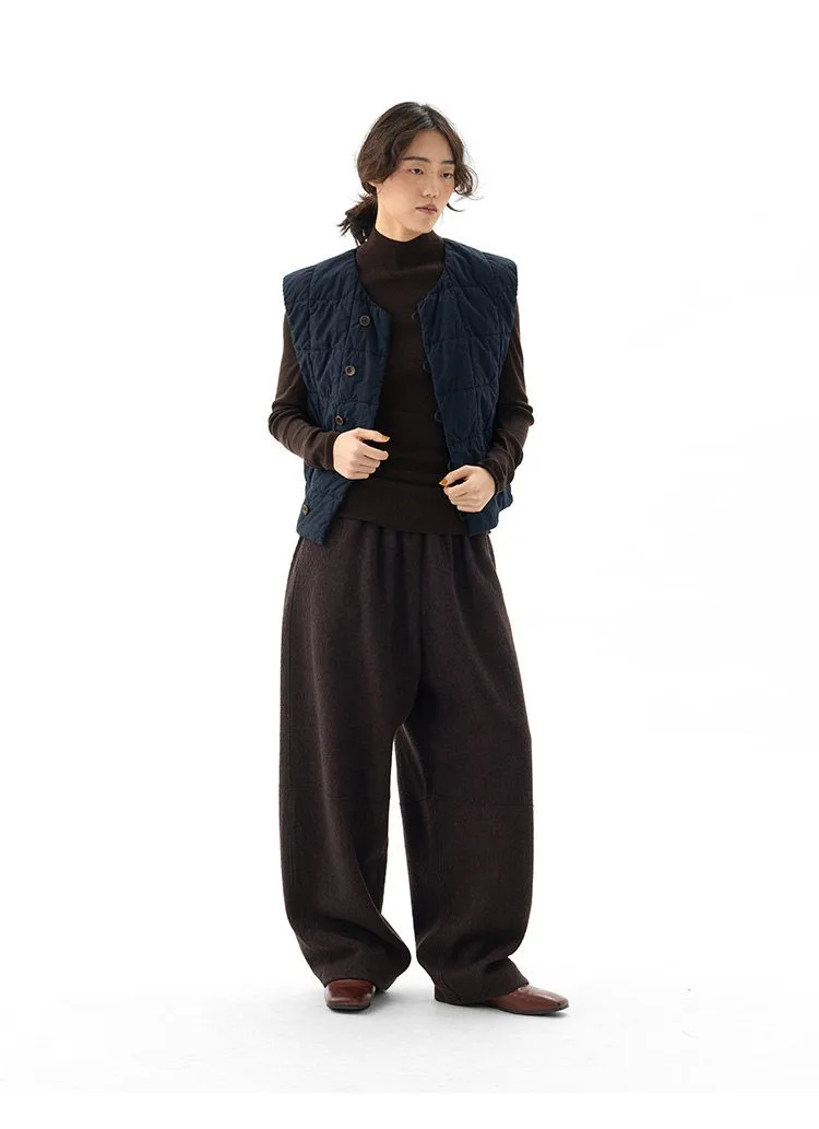 Women's Knitted Wool Pants, Elastic Waist Casual Wide-Leg Pants, Autumn and Winter Style 2026
