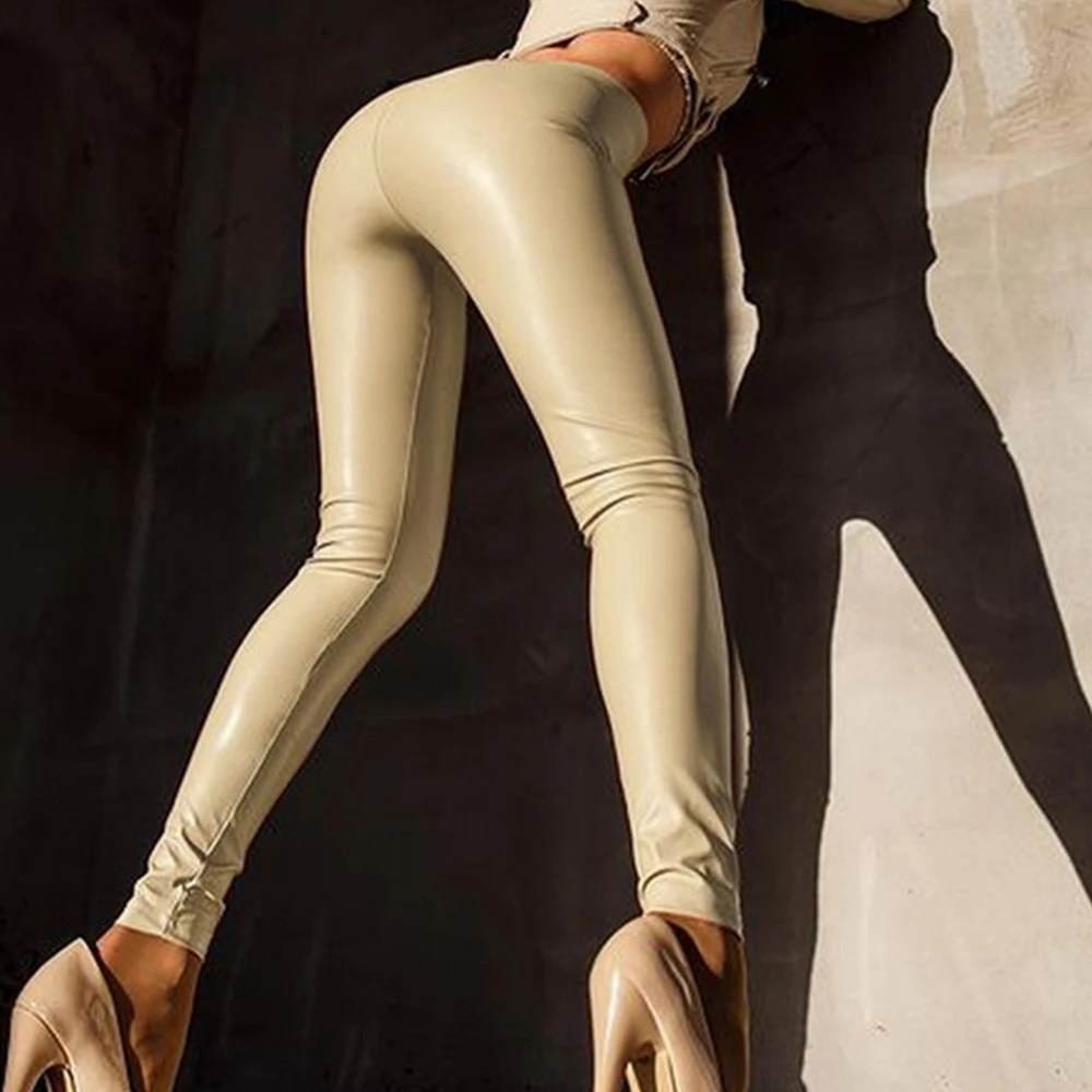 Sexy High Waist PU Leather Pants Women Fashion Casual Black Long Skinny Pencil Pants Streetwear Trousers Woman Clothing Leggings