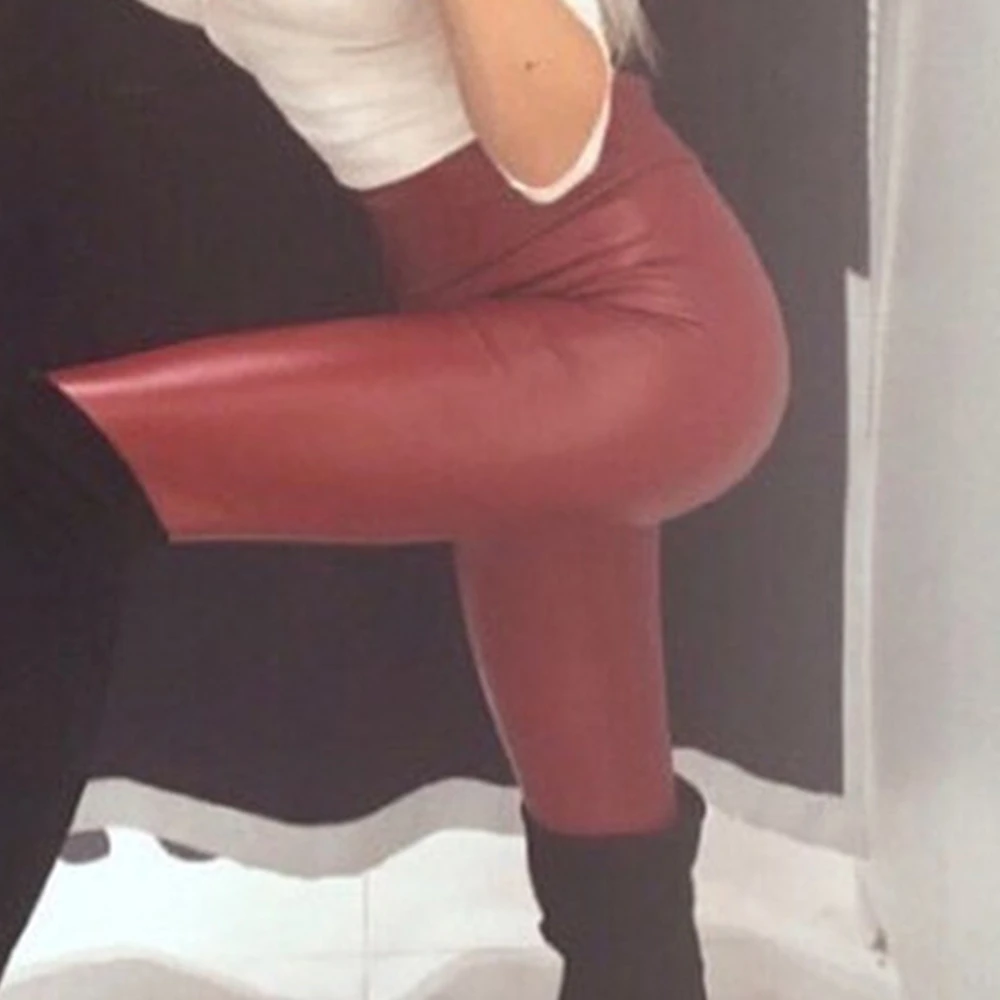 Sexy High Waist PU Leather Pants Women Fashion Casual Black Long Skinny Pencil Pants Streetwear Trousers Woman Clothing Leggings