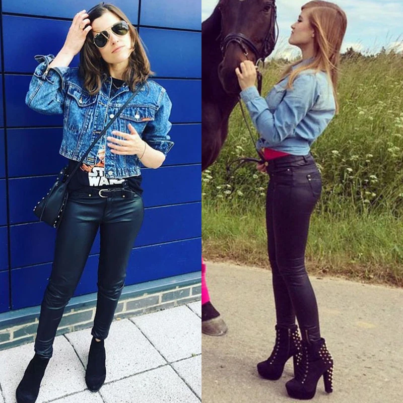 Women Low Waist Faux Pu Leather Pants Punk Gothic Lady Skinny Pencil Trousers Sexy Stretch Push Up Legging Slim Fit Street 2026