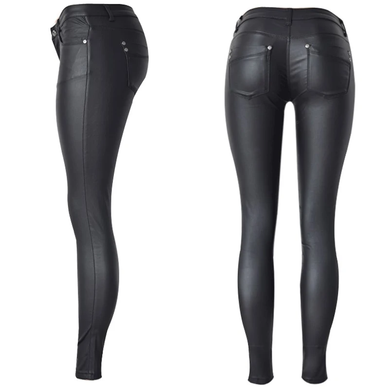 Women Low Waist Faux Pu Leather Pants Punk Gothic Lady Skinny Pencil Trousers Sexy Stretch Push Up Legging Slim Fit Street 2026