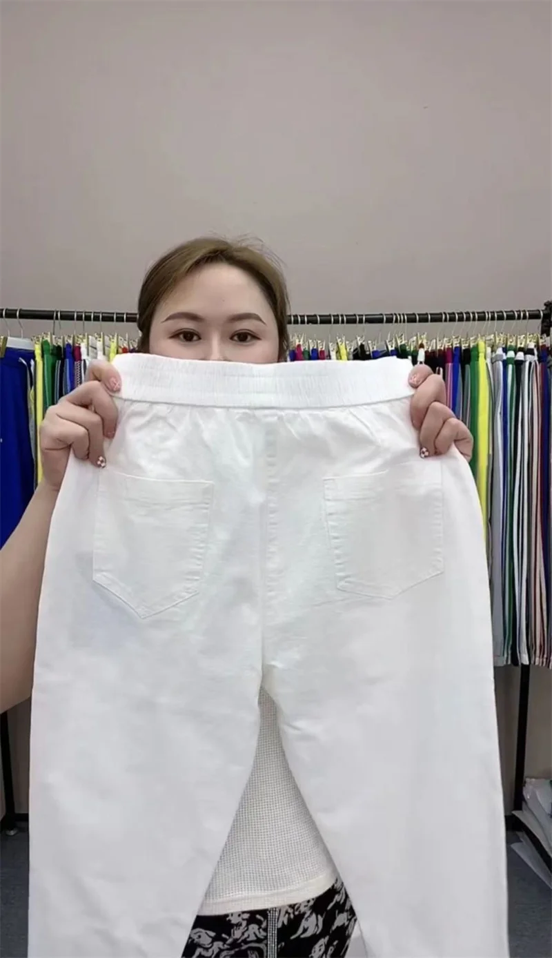 Women Cotton Linen Harun Pants Spring Summer New Fashion High Waist All-Match Thin Casual Pants Female Nine-Point Pants Ladies