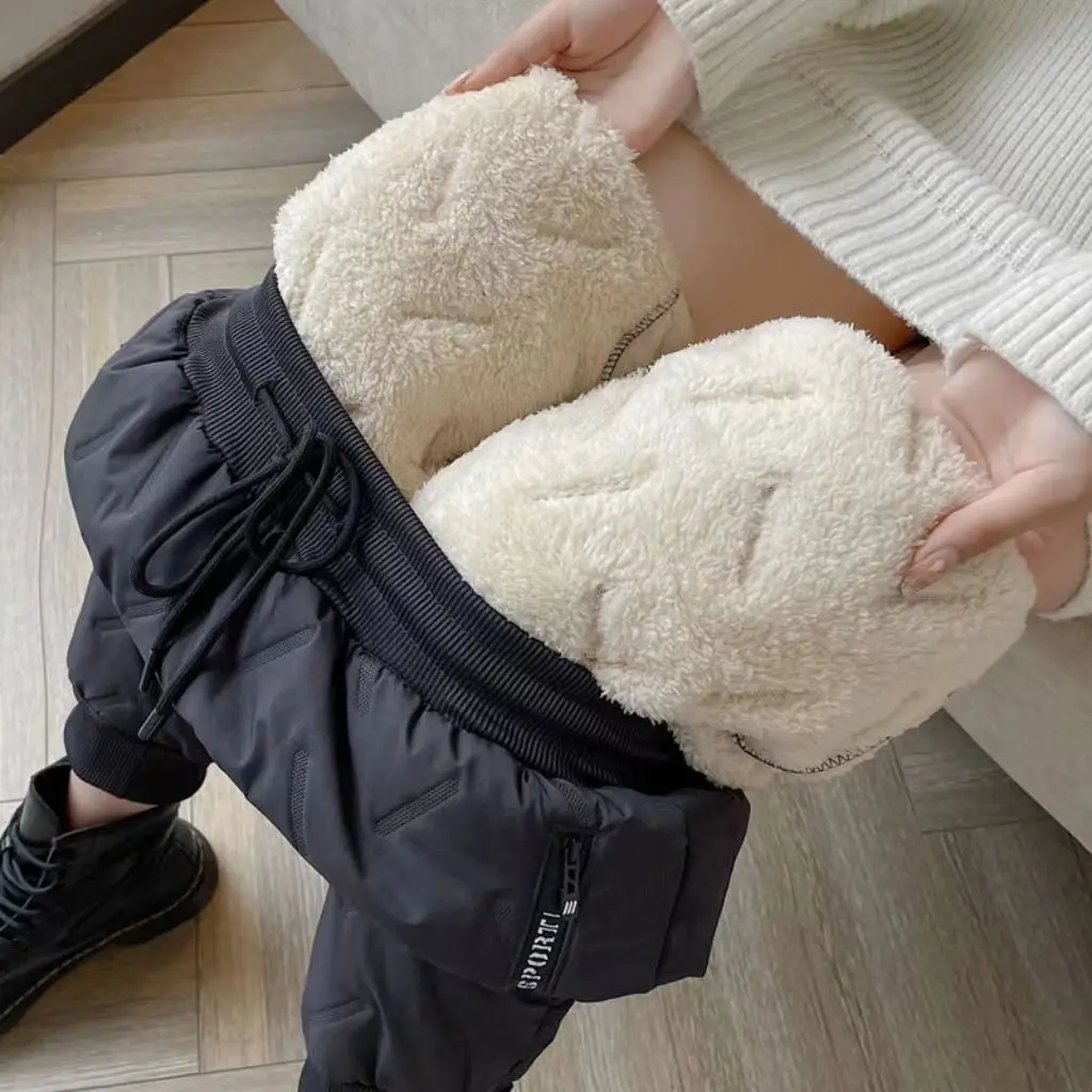 Outdoor Women's Plush Thick Fleece Lined Sweatpants Straight-leg Waterproof Pants Windproof Outerwear Thermal Casual Pants