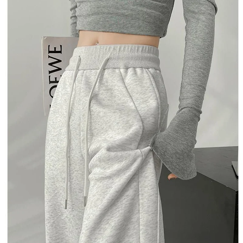Lady Classic Korean High Waist Trousers Girls Fashion Wide Leg Sweatpants Female Streetwear Baggy Casual Daily Pants