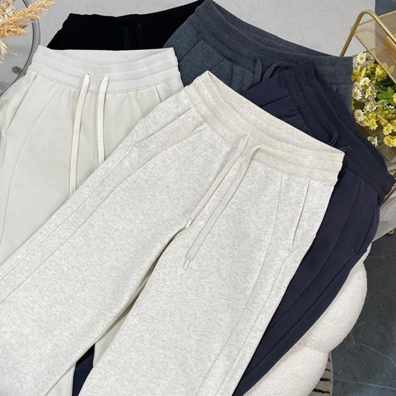 Lady Classic Korean High Waist Trousers Girls Fashion Wide Leg Sweatpants Female Streetwear Baggy Casual Daily Pants